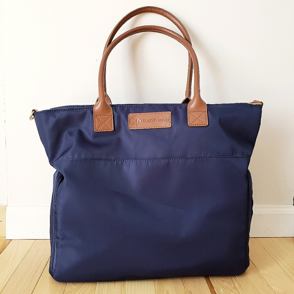 Sarah Wells Abby Navy Pump Bag Diaper Bag Tote Large